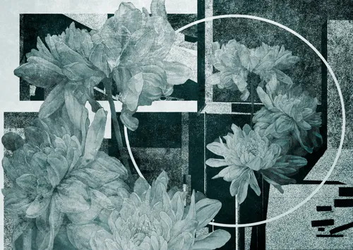 цветы, геометрия, абстракция, прямоугольники, бирюзовые, в стиле лофт, в скандинавском стиле, Мария Воробьева