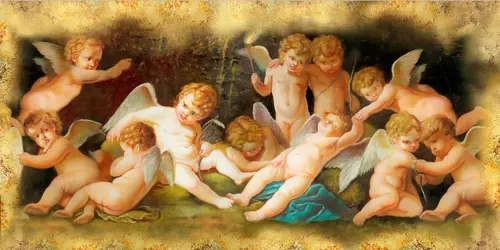 дети, ангелы, мальчик, девочка, ткань, трещины, античность, крылья, стрелы 