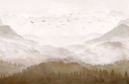 горы, лес, туман
