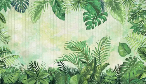 растения, листья, зеленые, монстера, пальмовые, тропические, полосы, линии
