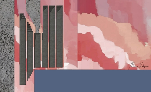 Мария Воробьева, геометрия, современный, линии, геометрические фигуры, фигуры, архитектура, волны, тень, объем, лестница, круги, круг 