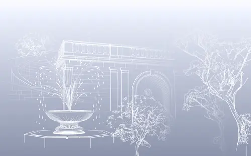 фонтан, архитектура, дерево