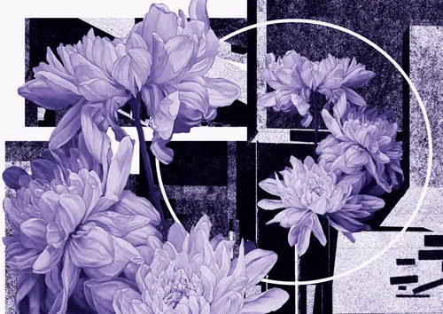 цветы, геометрия, абстракция, прямоугольники, фиолетовые, свет, тени, в стиле лофт, в скандинавском стиле, Мария Воробьева