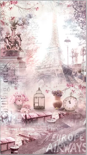париж, франция, эйфелева башня, статуи, часы, ваза, цветы, узоры, слова, текст, розовые, в стиле прованс