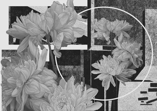 цветы, геометрия, абстракция, прямоугольники, серые, черные, белые, свет, тени, в стиле лофт, в скандинавском стиле, Мария Воробьева