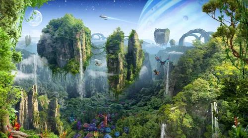 фантастика, фэнтези, земля, островки, космос, космический корабль, планеты, растения, водопады, существа, драконы, луна