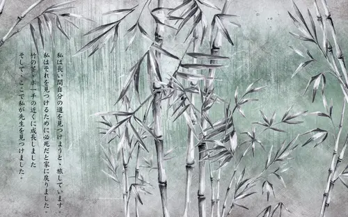 бамбук, растения, природа, листья, иероглифы, Китай, Япония, трещины