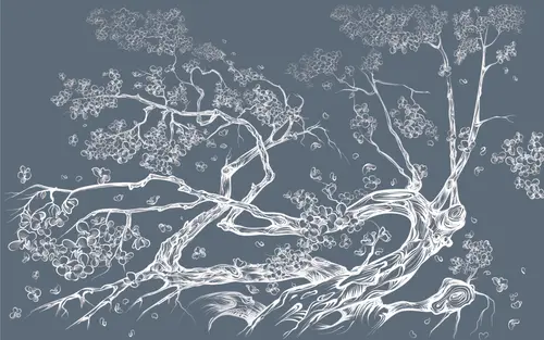 дерево, природа, листья, минимализм, лофт, современный, сакура 