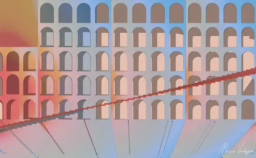 Мария Воробьева, геометрия, современный, линии, геометрические фигуры, фигуры, тень, объем, рамка, колоны, квадраты, точки, арка