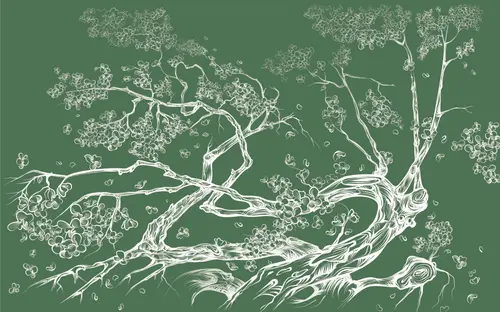 дерево, природа, листья, минимализм, лофт, современный, сакура  
