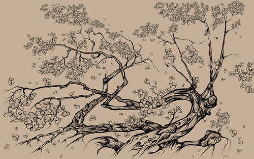 дерево, природа, листья, минимализм, лофт, современный, сакура 