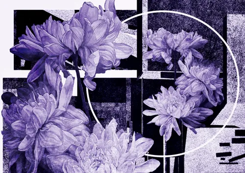 цветы, геометрия, абстракция, прямоугольники, фиолетовые, в стиле лофт, в скандинавском стиле, Мария Воробьева