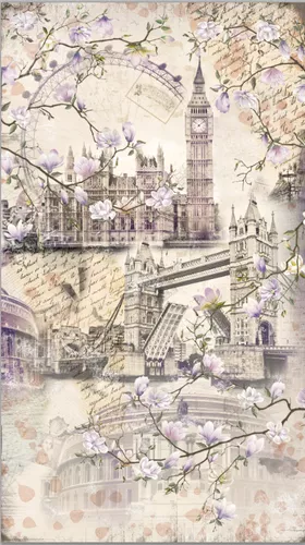 англия, лондон, тауэрский мост, биг бэн, колесо обозрения, текст, письмо, магнолия, ветви, цветы, бежевые, город, города, на дверь, узкие, вертикальные
