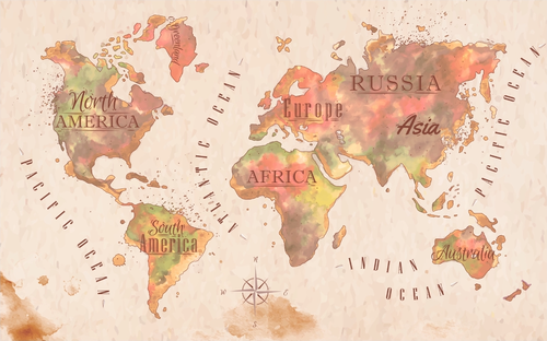 детские, карта, карта мира, страны, названия, кляксы, компас, карта мира для детей, континент 