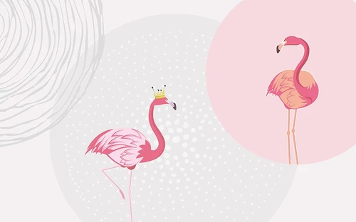 розовый фламинго, фламинго, розовый, круги, нежный, детский, современный